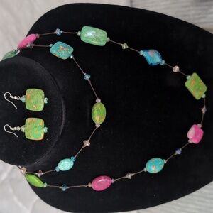 Premier Designs multi color stone necklace and earrings
